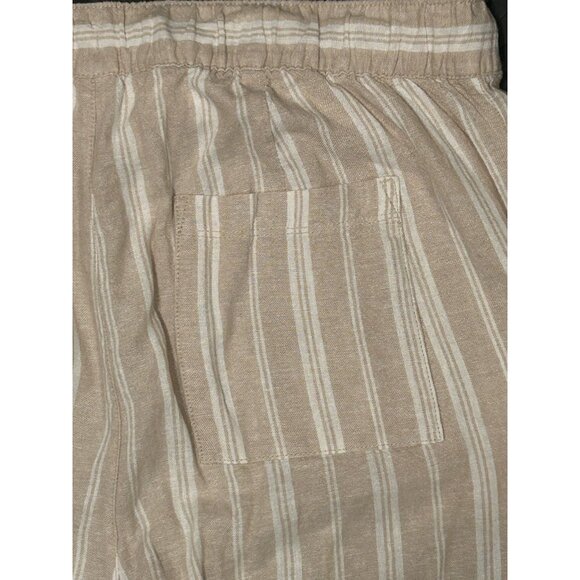 Gap Wide Leg Linen Blend Pants Women's Size Large Khaki Stripe Coastal Paper Bag - Picture 10 of 11